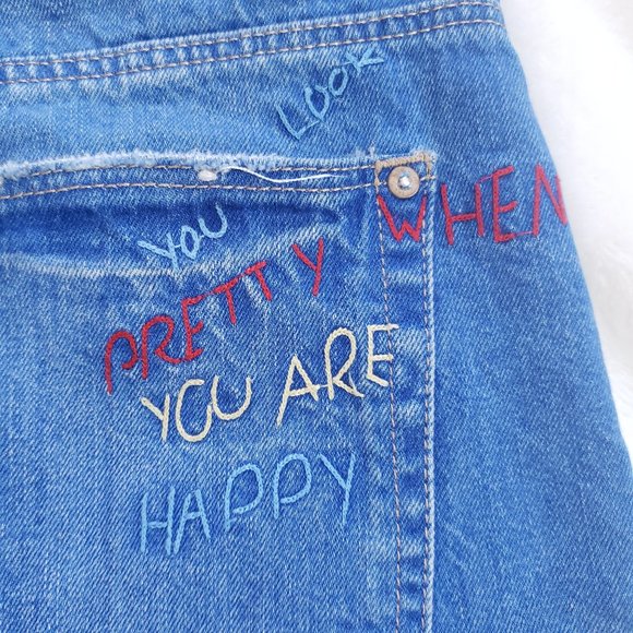 ZARA TRAFALUC High Rise Button Fly Frayed Denim Short SZ 8 - Picture 9 of 16